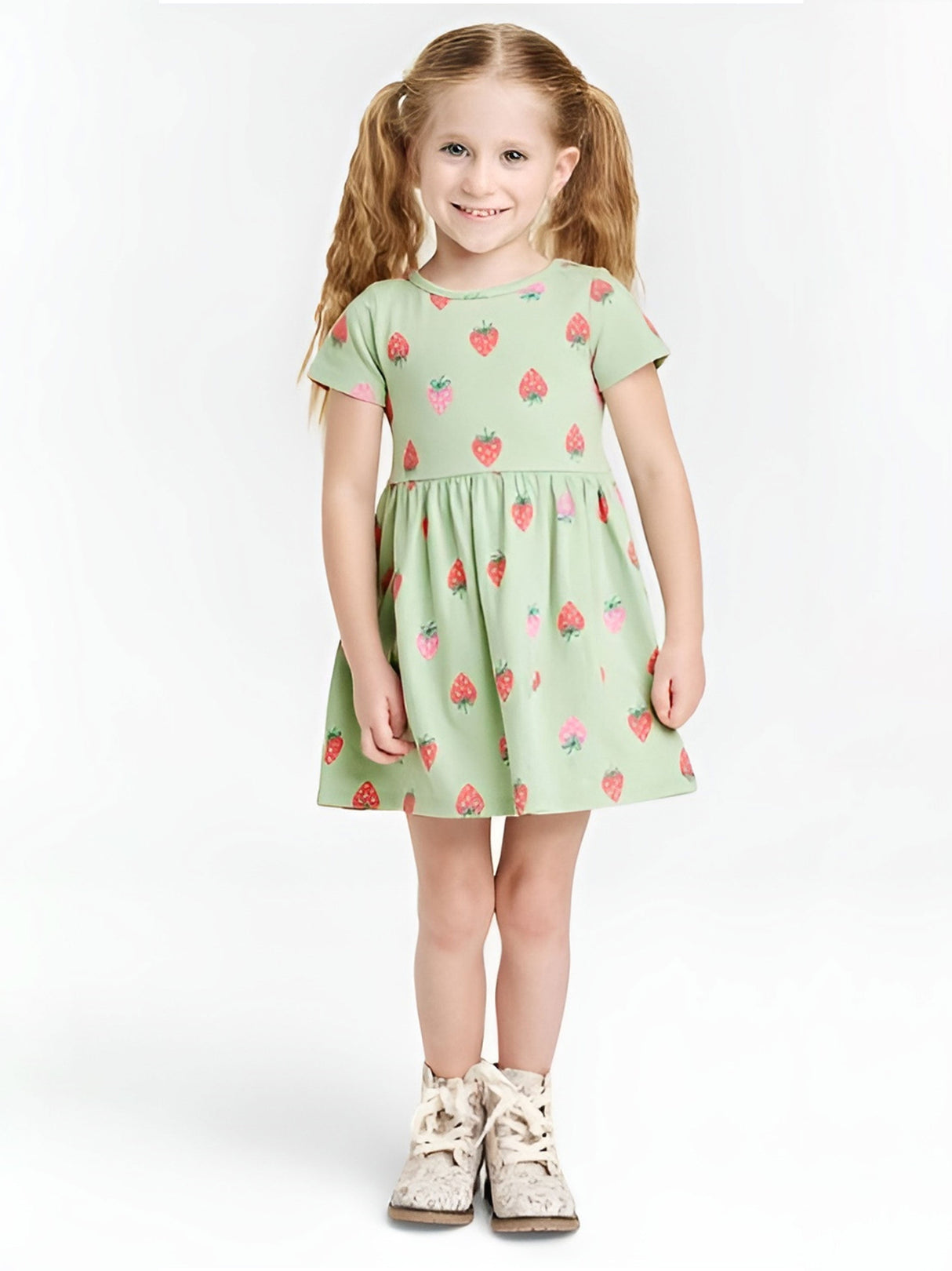Image for Kids Girl Strawberry Printed Dress,Green