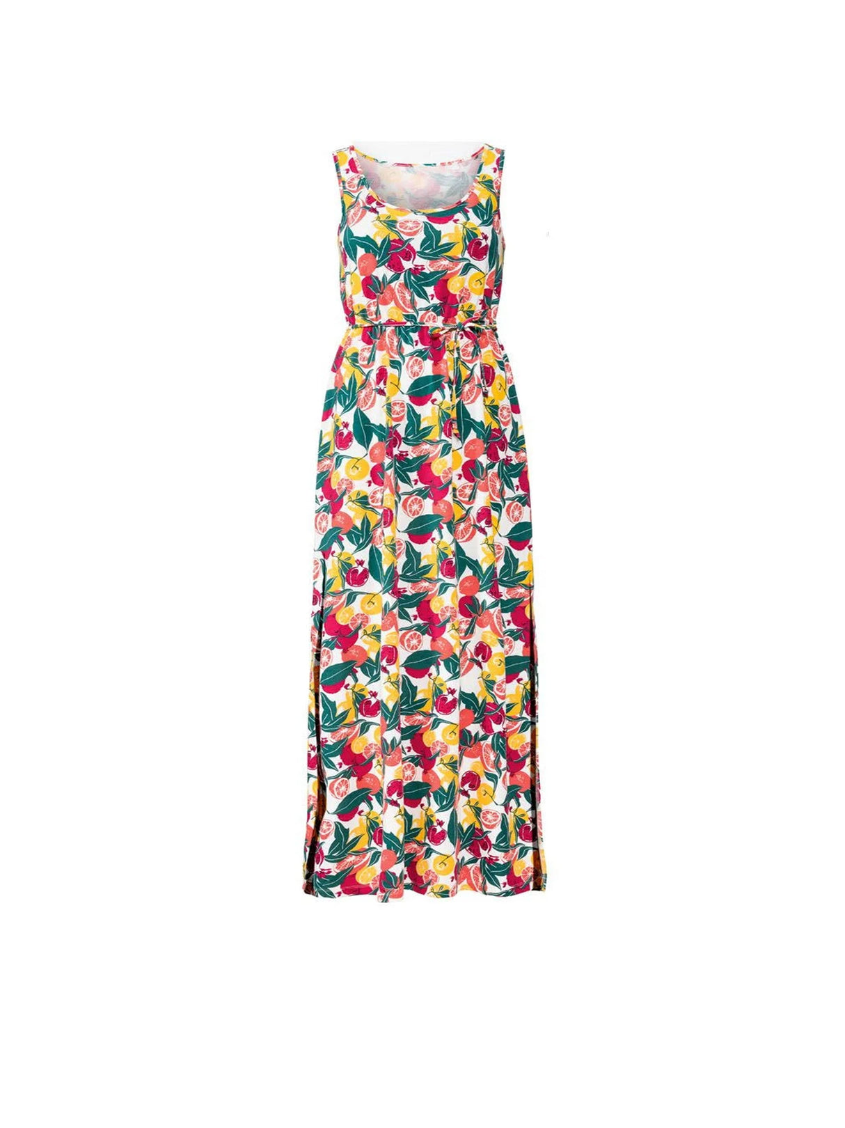 Image for Women's Fruits Patterned Sides Slit Maxi Dress,Multi