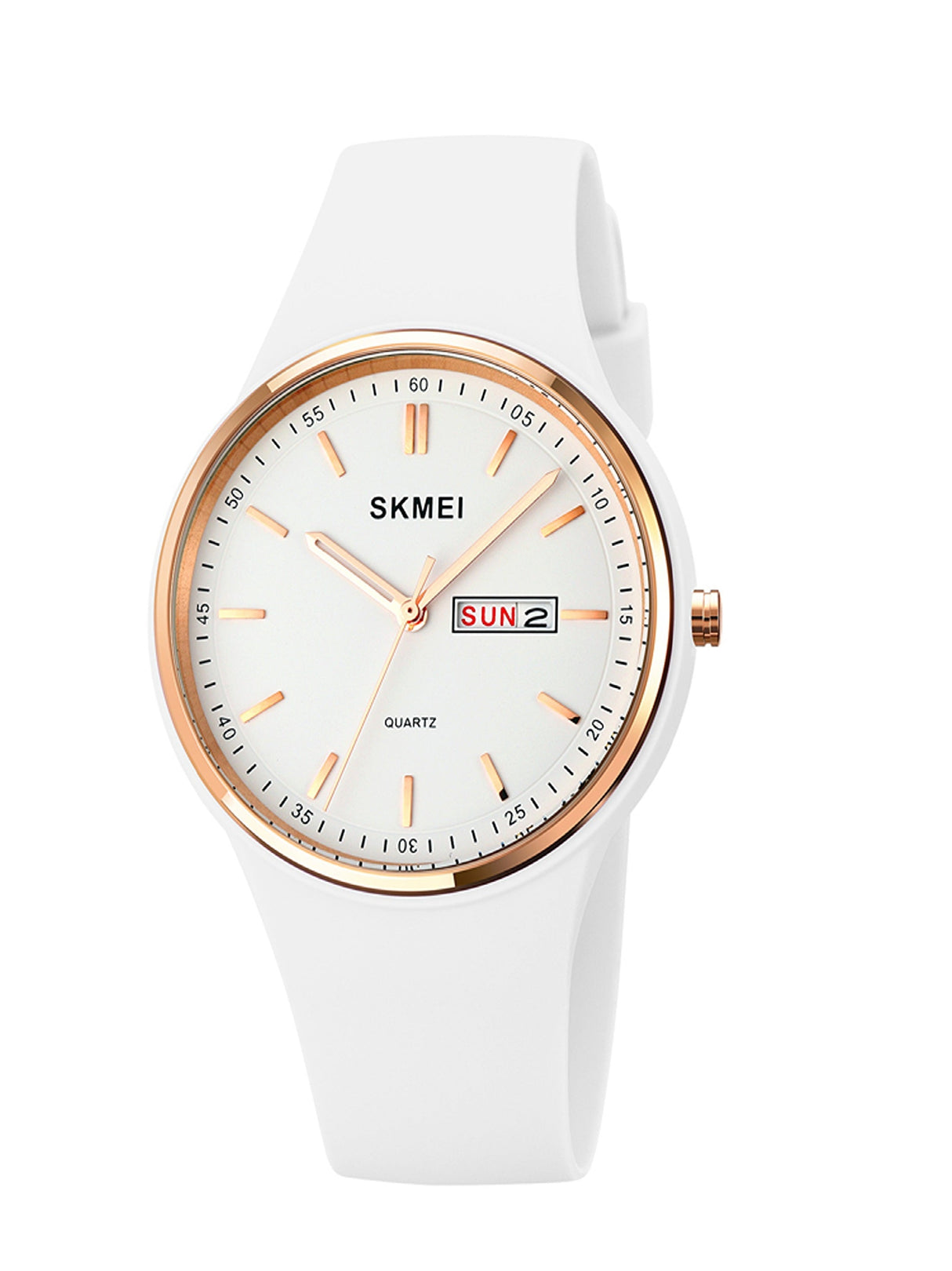 Image for Men'S Silicone Strap Watch, White & Rose Gold
