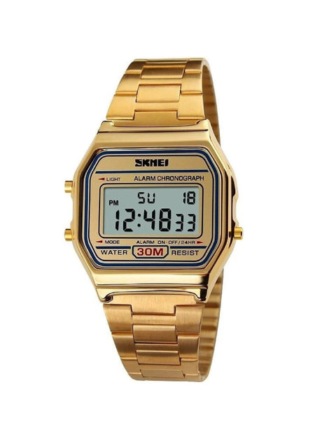 Image for Men'S Golden Digital Retro Watch With 30M Water Resistance