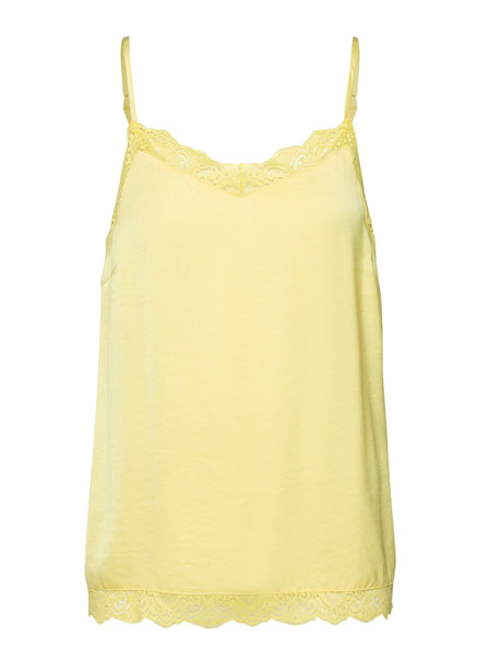 Image for Women's Lace Trim Sleepwear Satin Top,Yellow