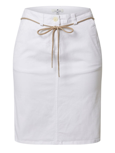 Image for Women's Plain Solid Denim Skirt,White