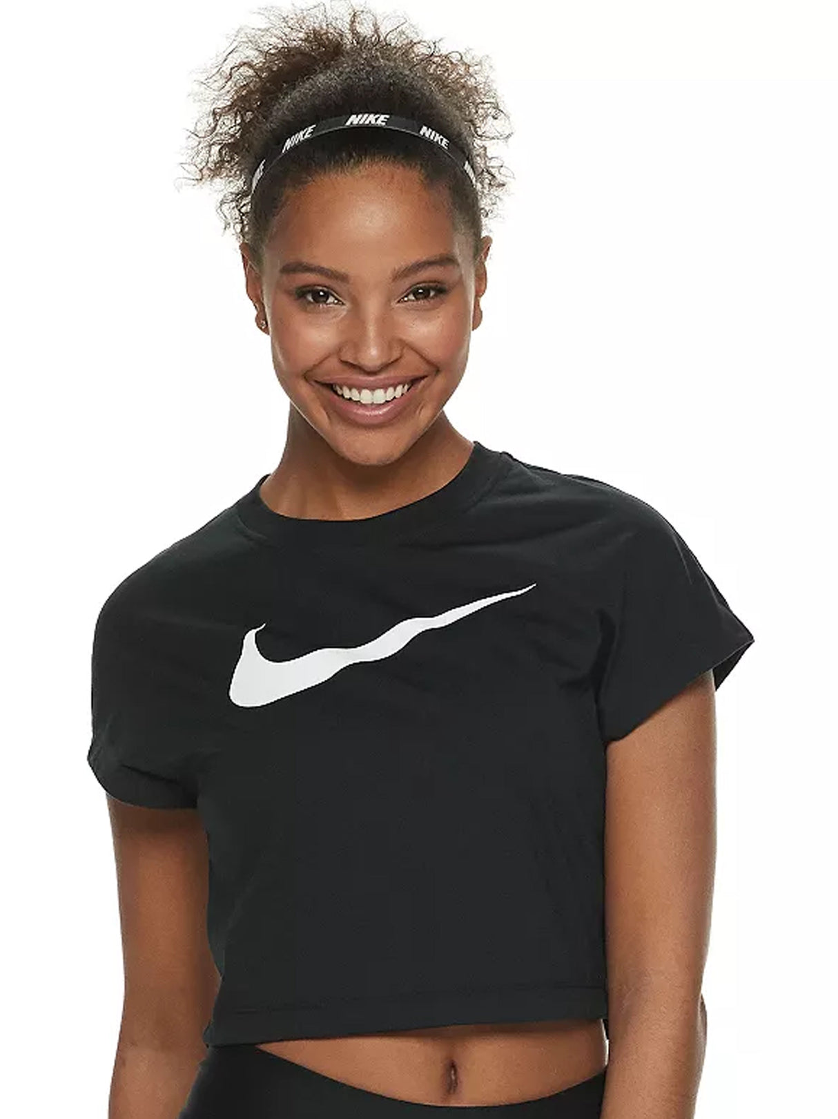 Image for Women's Brand Logo Printed Cropped Tee,Black