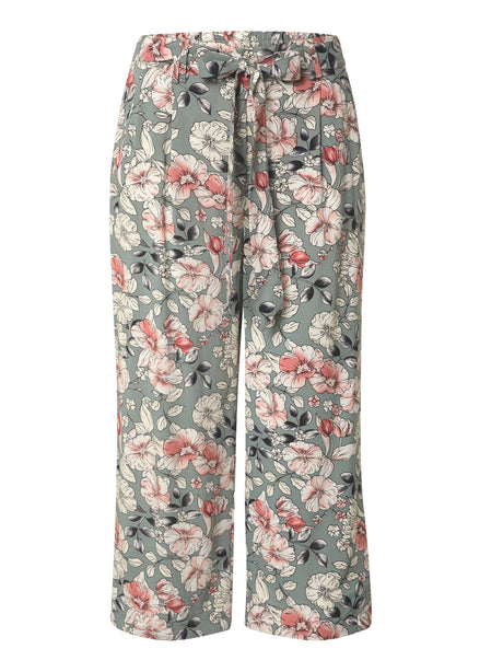 Image for Women's Floral Printed Cropped Wide Leg Pant,Multi
