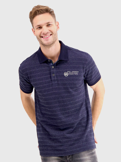 Image for Men's Textured Polo Shirt,Navy