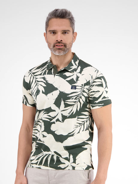 Image for Men's Graphic Printed Collar Shirt,Olive/Beige