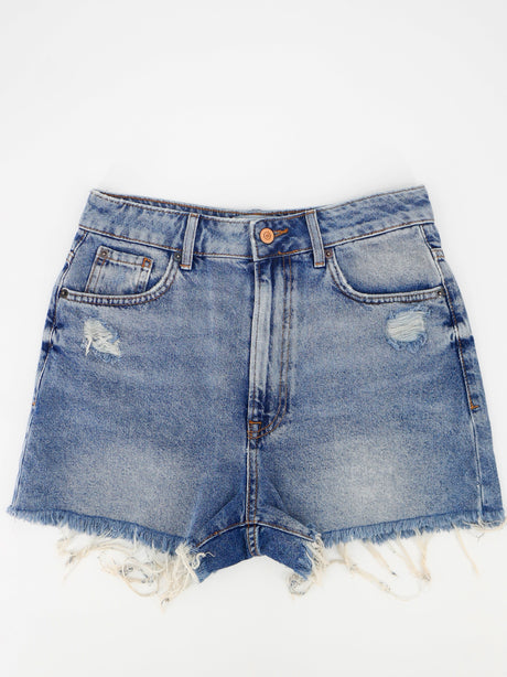 Image for Women's Washed Ripped Mini Denim Short,Blue