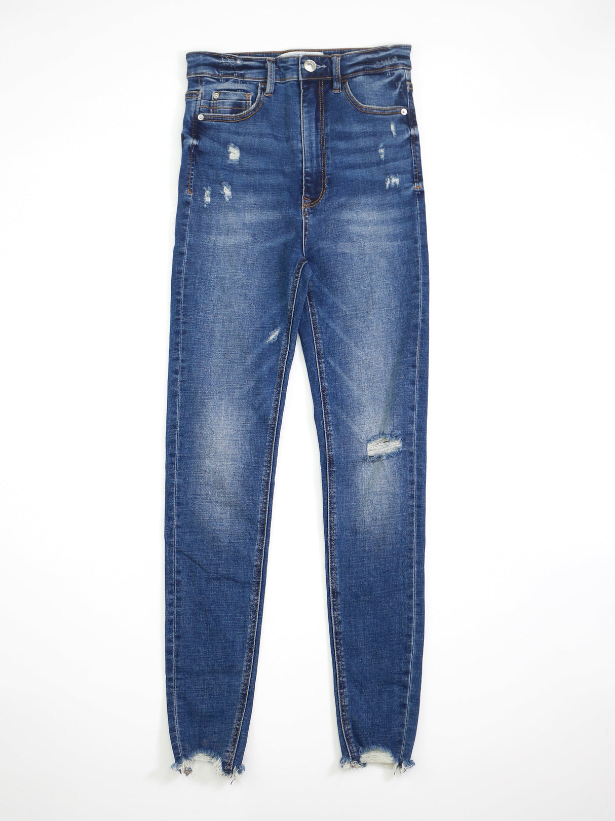 Image for Women's Washed Ripped Skinny Jeans,Dark Blue