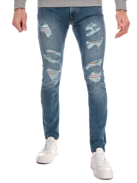 Image for Men's Ripped Skinny Jeans,Dark Blue