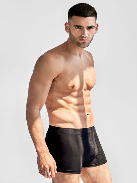 Image for Men's Plain Solid Boxer,Black