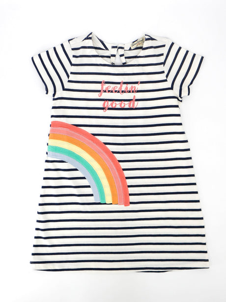 Image for Kids Girl Rainbow Embroidered Striped Dress,Multi