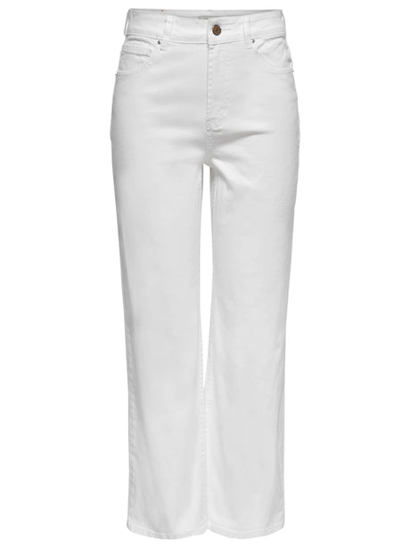 Image for Women's Plain Solid Wide Legs Jeans,White