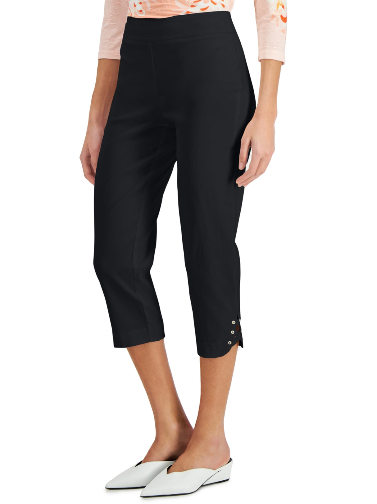 Image for Women's Plain Solid Capri Pant,Black