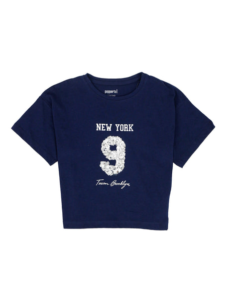 Image for Kids Girl Sequined T-Shirt,Navy