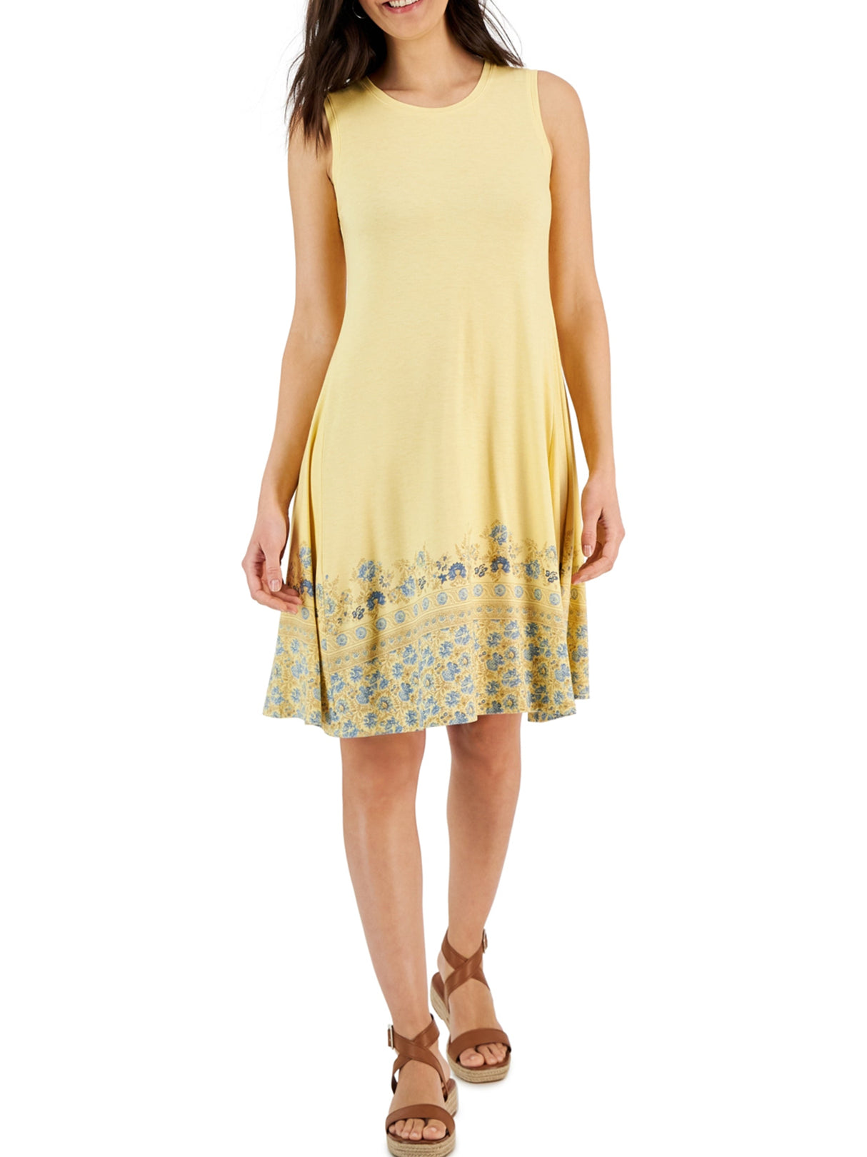 Image for Women's Border-Print Dress,Yellow