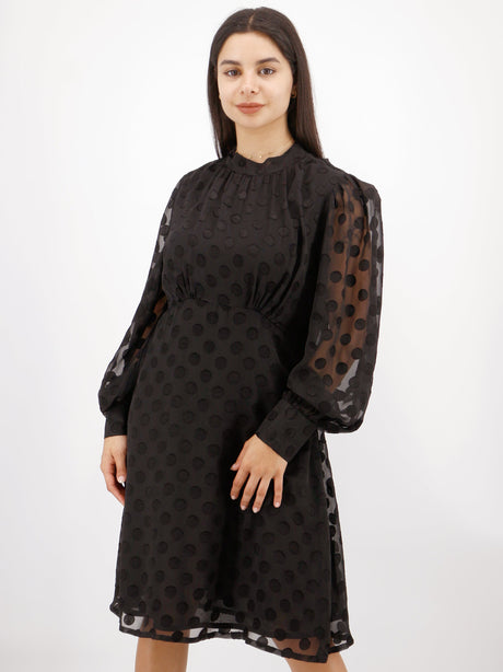 Image for Women's Polka Dots Mesh Dress,Black