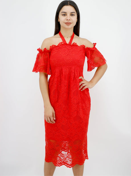 Image for Women's Lace Dress,Red