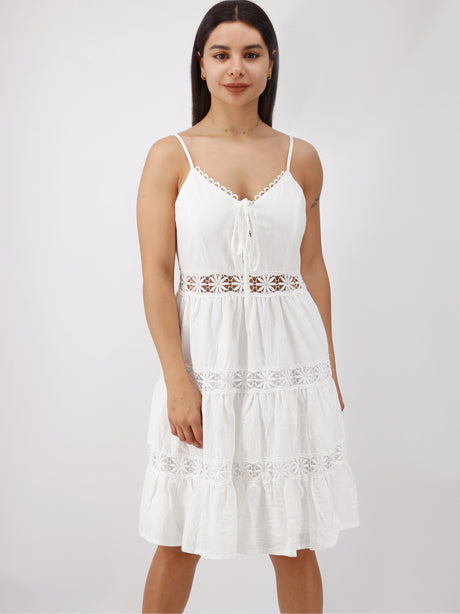 Image for Women's Floral Detail Short Dress,White