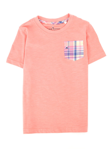 Image for Kids Boy Plaid Side Pocket T-Shirt,Peach