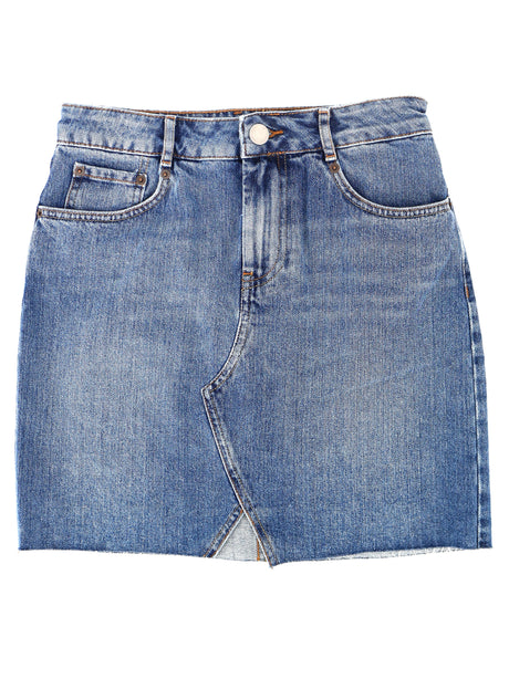 Image for Women's Plain Solid Denim Skirt,Blue