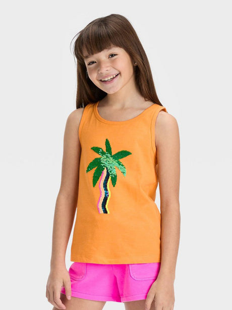 Image for Kids Girl Flip Sequin Tank Top,Orange
