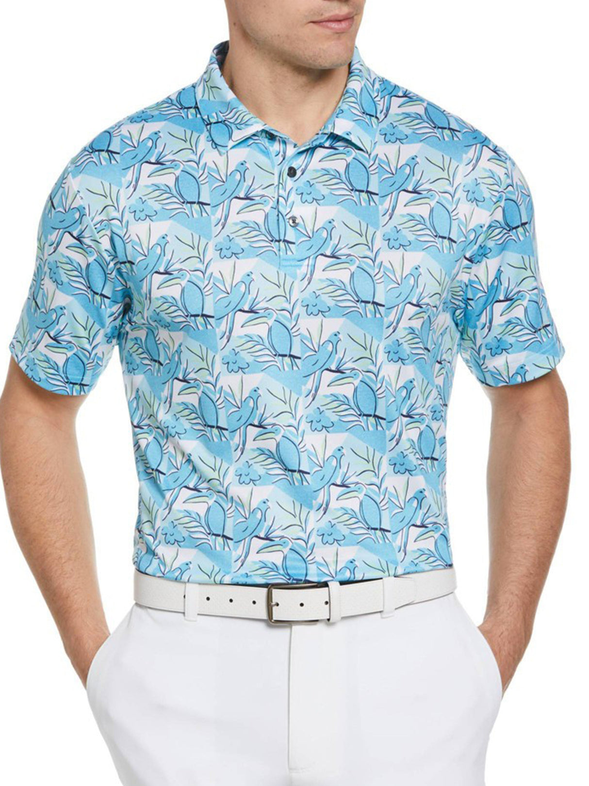Image for Men's Floral Printed Polo Shirt,Blue