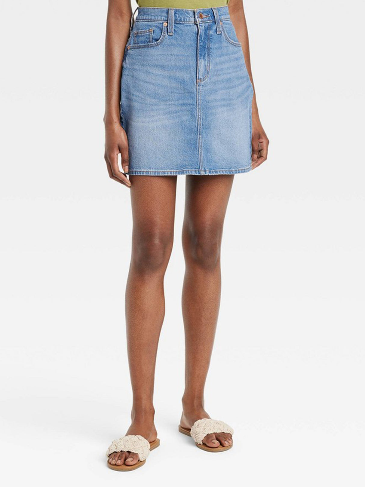 Image for Women's Washed Denim Skirt,Light Blue