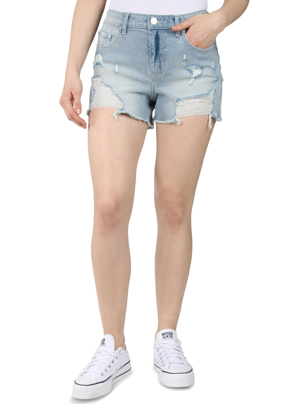 Image for Women's Ripped Washed Denim Short,Light Blue
