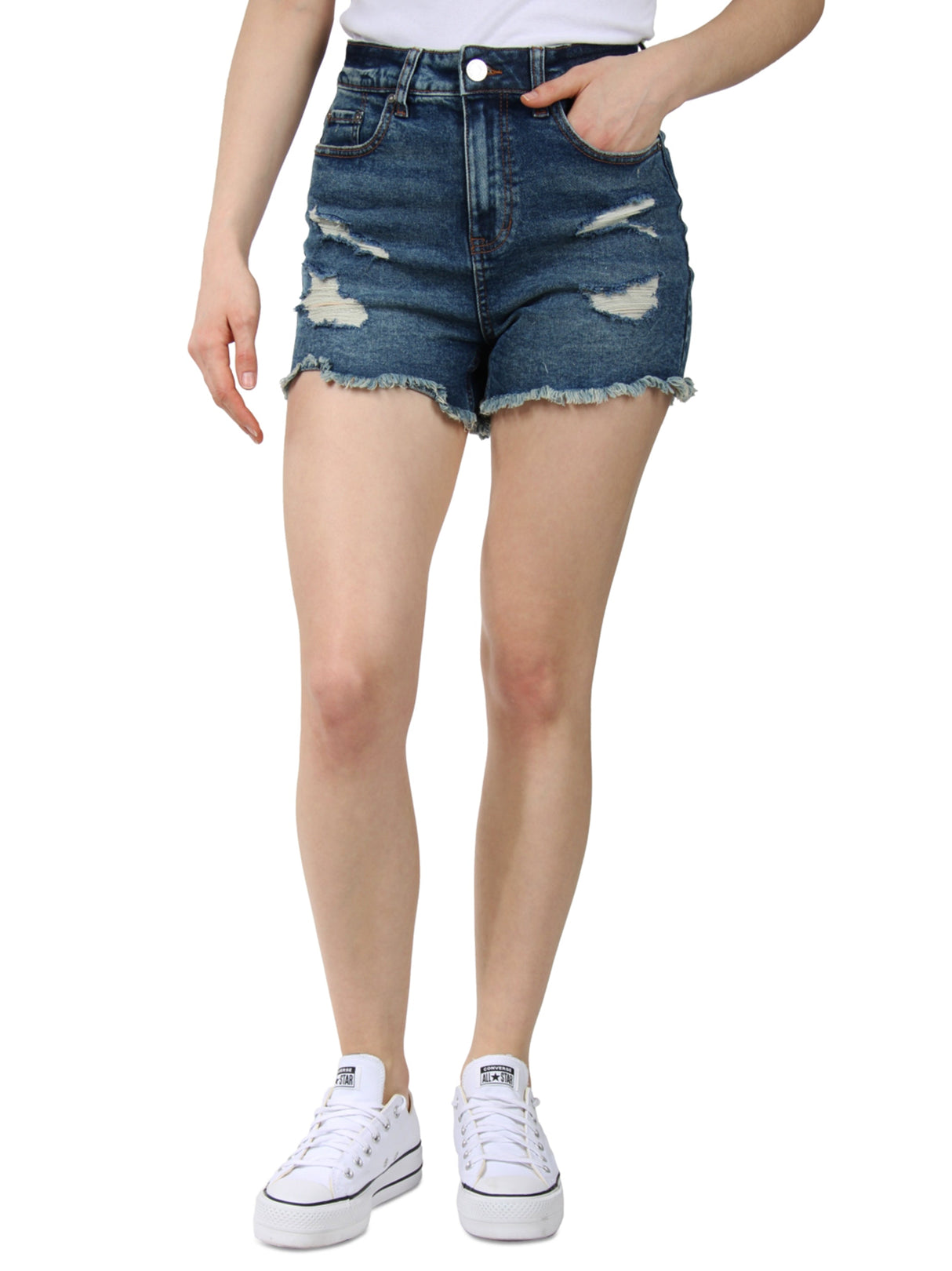 Image for Women's Ripped Cutoff Denim Short,Blue