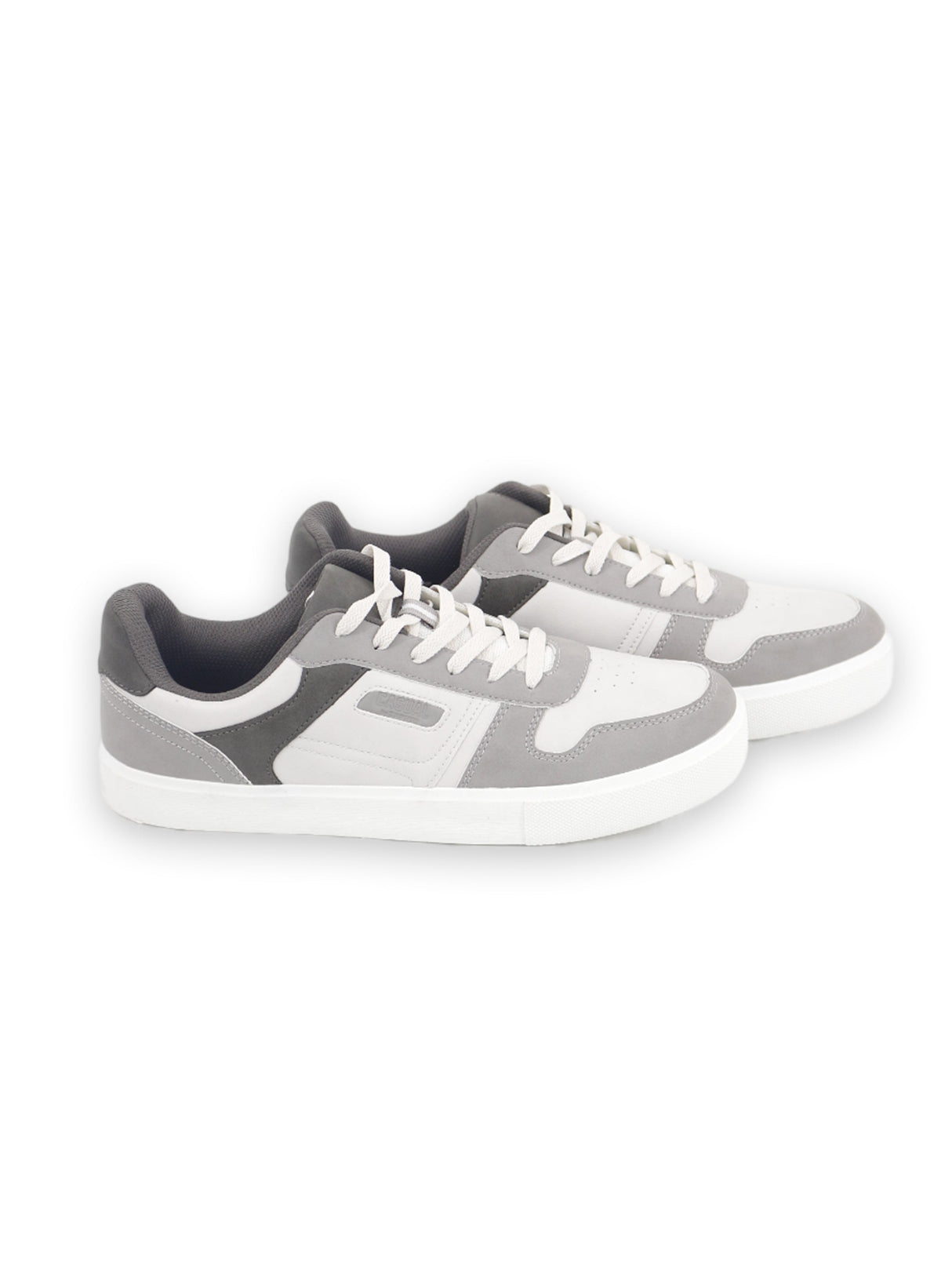 Image for Men's Textured Sneakers,White/Grey