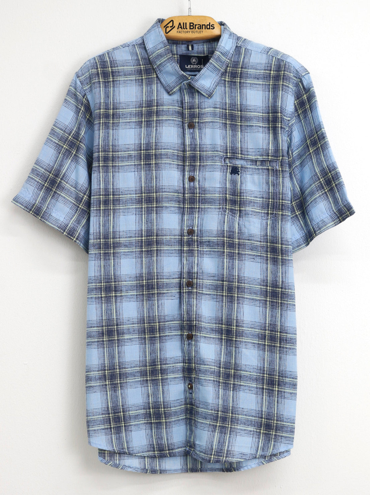 Image for Men's Brand Logo Printed Plaid Chemise,Blue