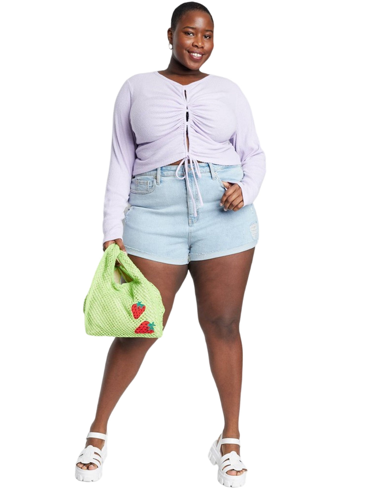 Image for Women's Ripped Washed Denim Short,Light Blue