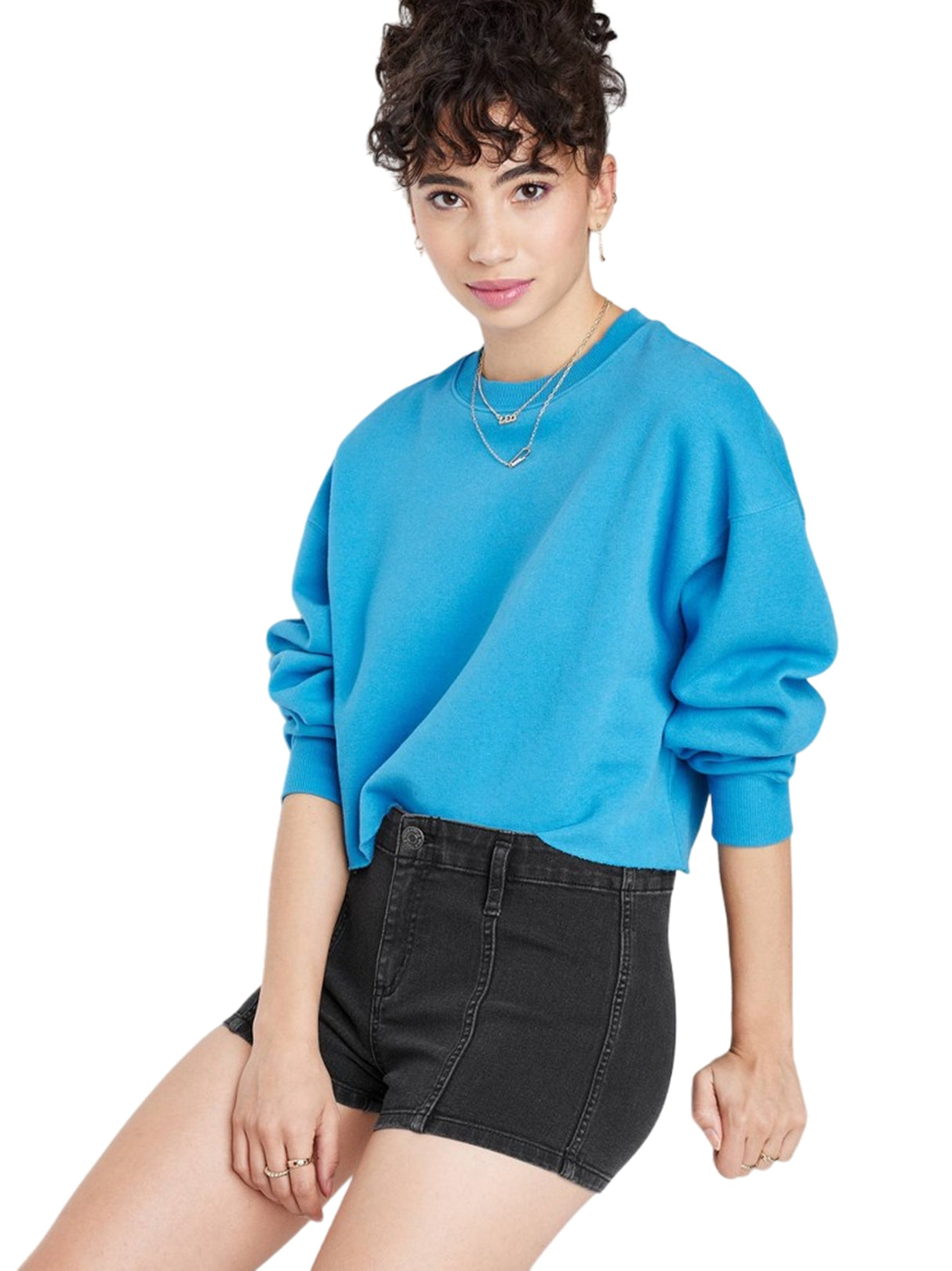 Image for Women's Plain Solid Denim Short,Black