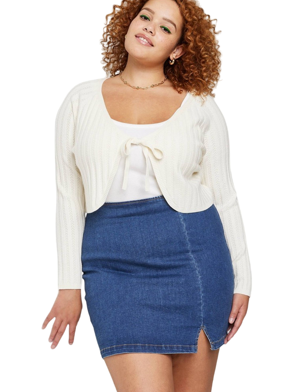 Image for Women's Plain Solid Denim Skirt,Blue