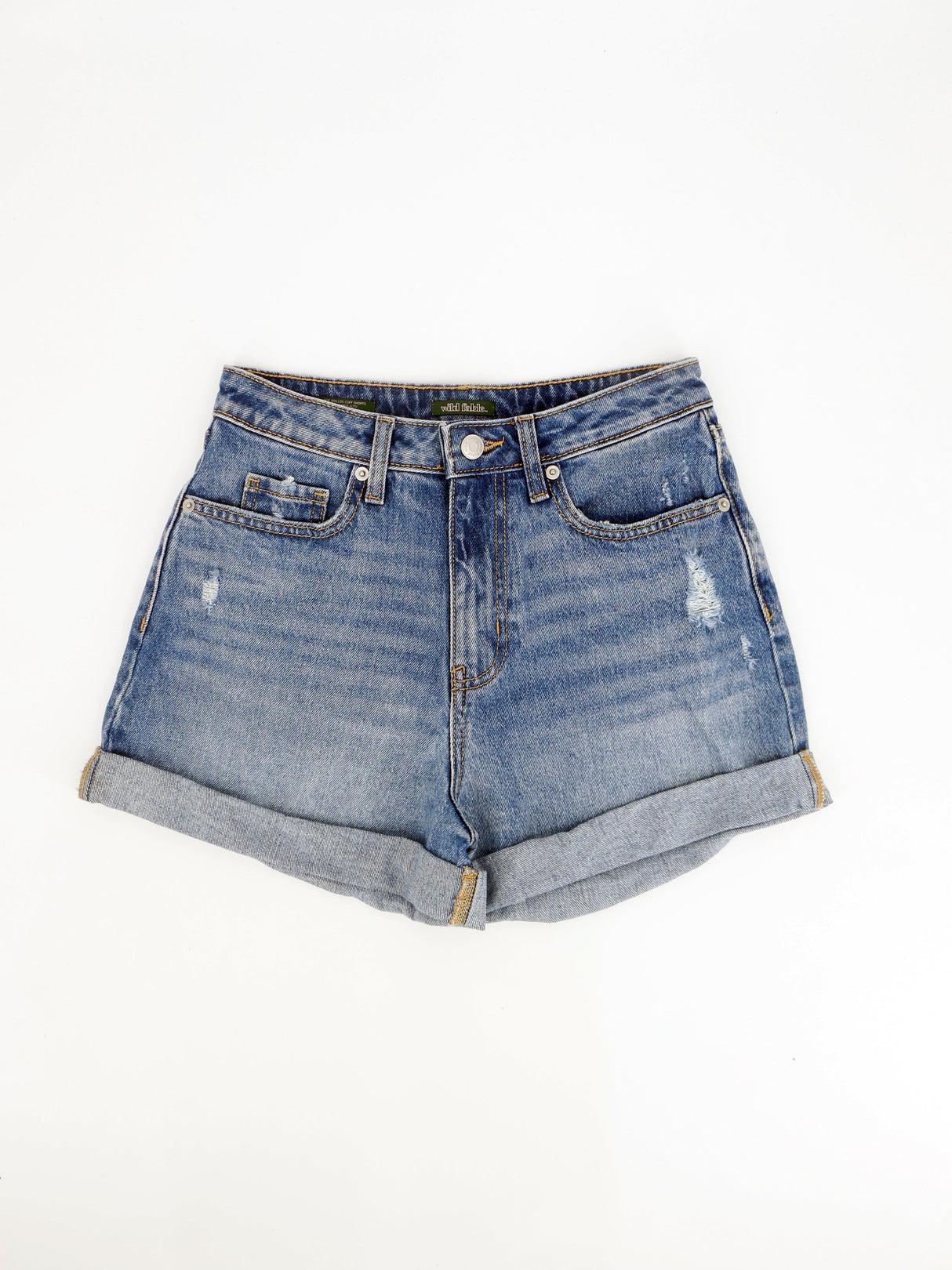 Image for Women's Ripped Washed Denim Short,Blue