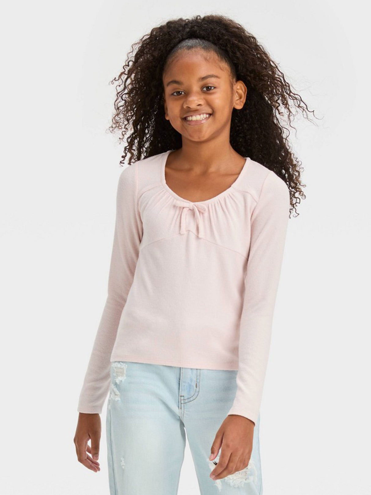Image for Kids Girl's Front Tie Top,Light Pink