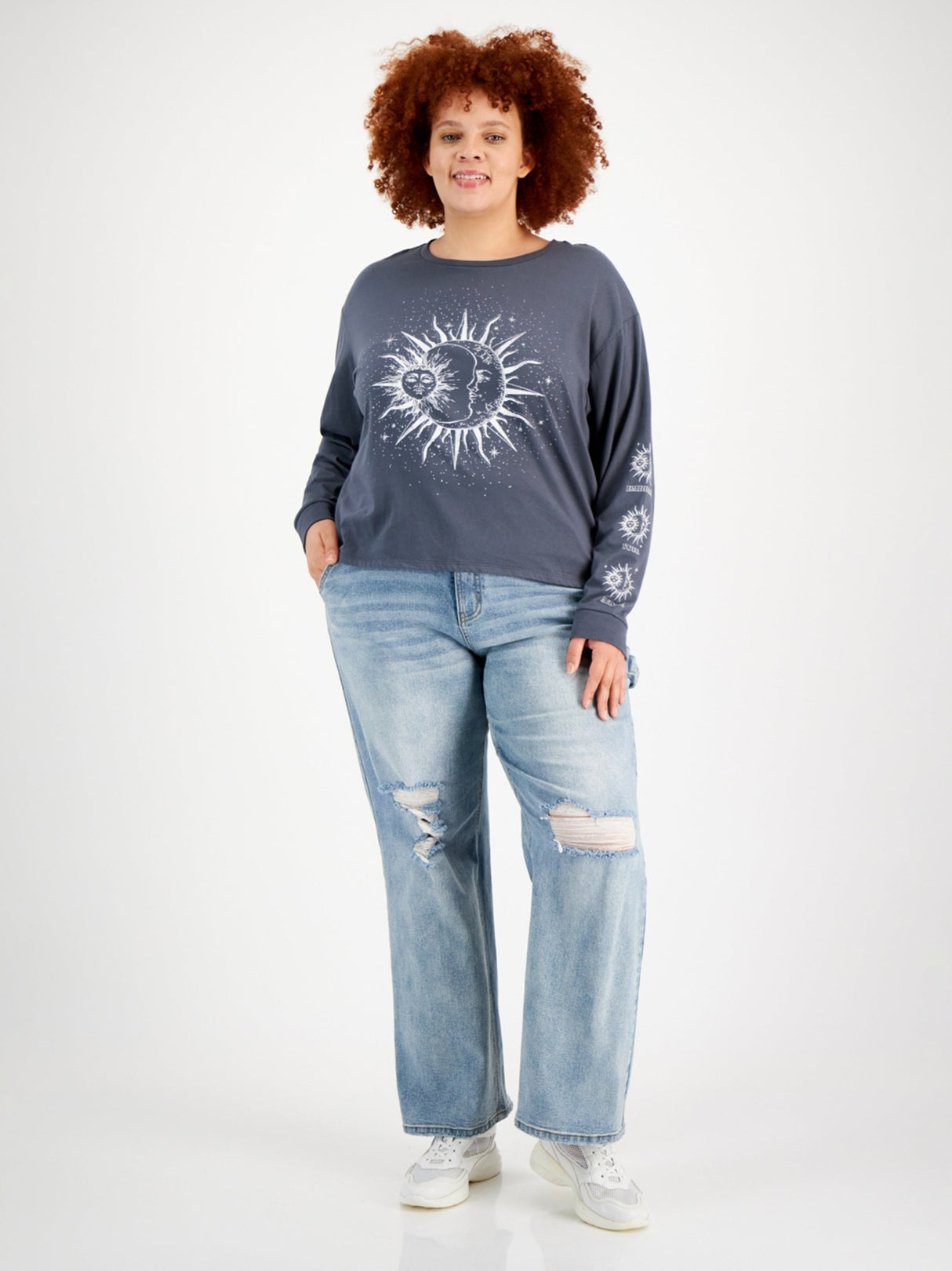 Image for Women's Graphic Printed Top,Grey