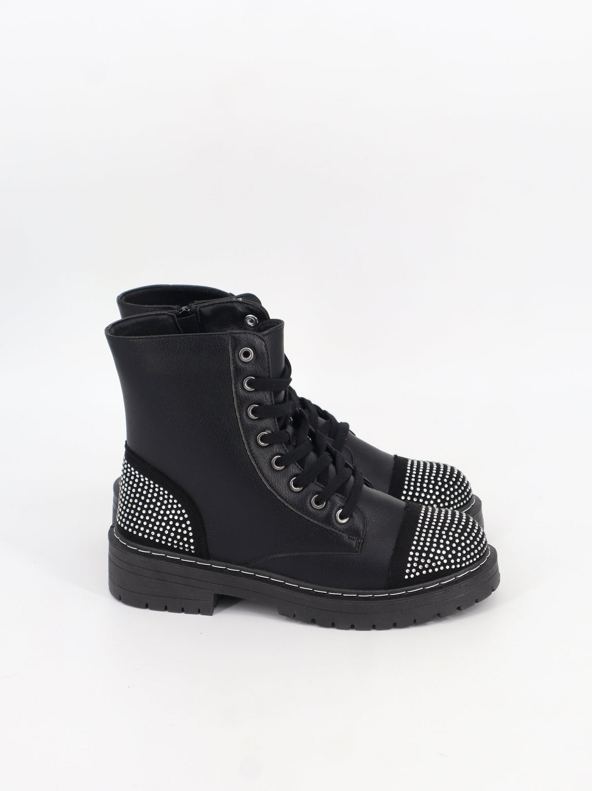 Image for Women's Embellished Leather Ankle Boots,Black