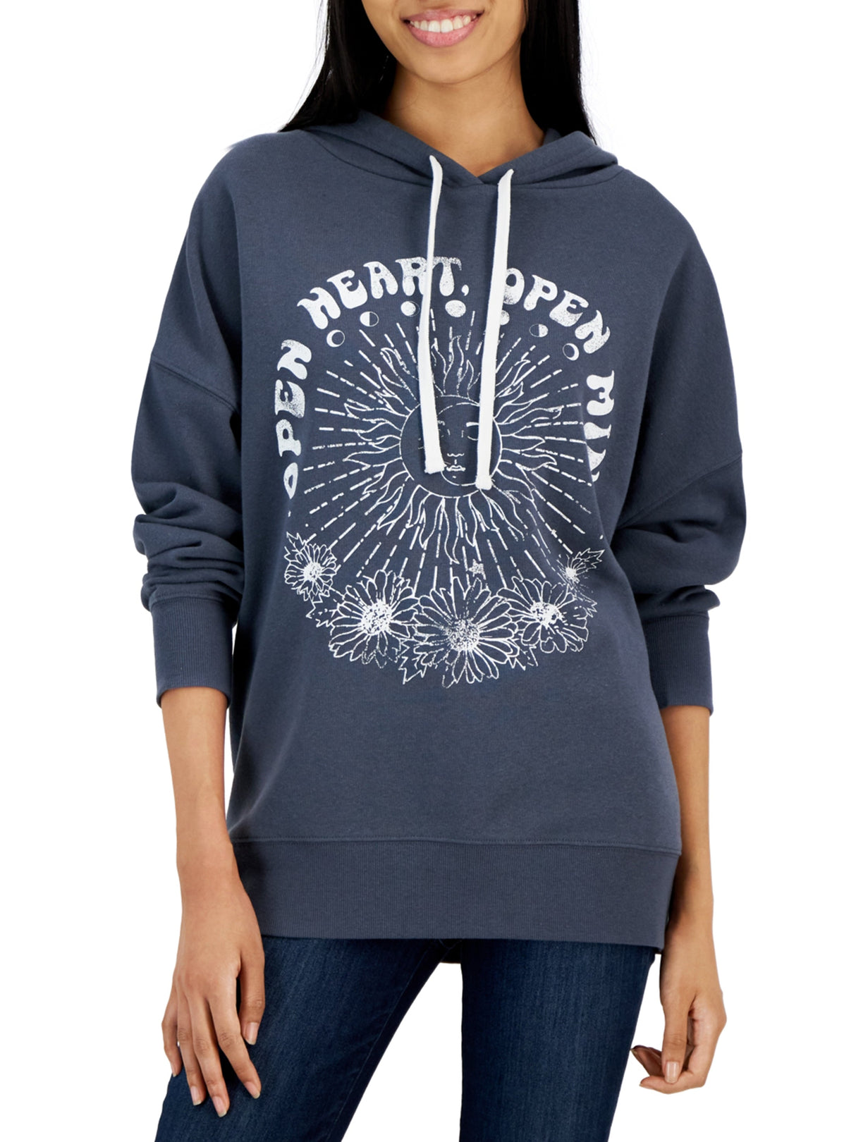 Image for Women's Graphic Printed Hoodie,Grey