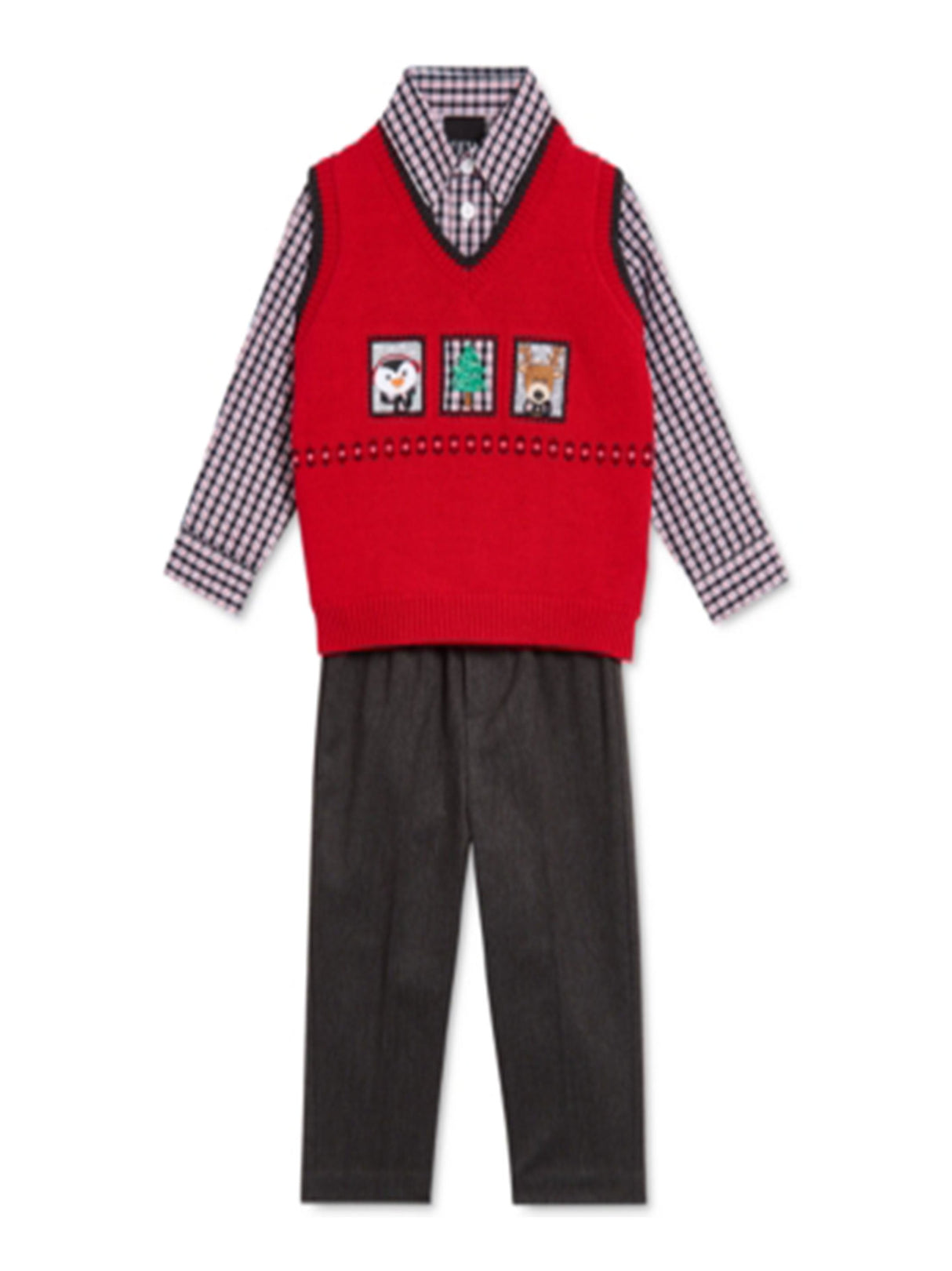 Image for Kids Boy's 3 Pcs Embroidered Christmas Top & Bottom Set,Multi