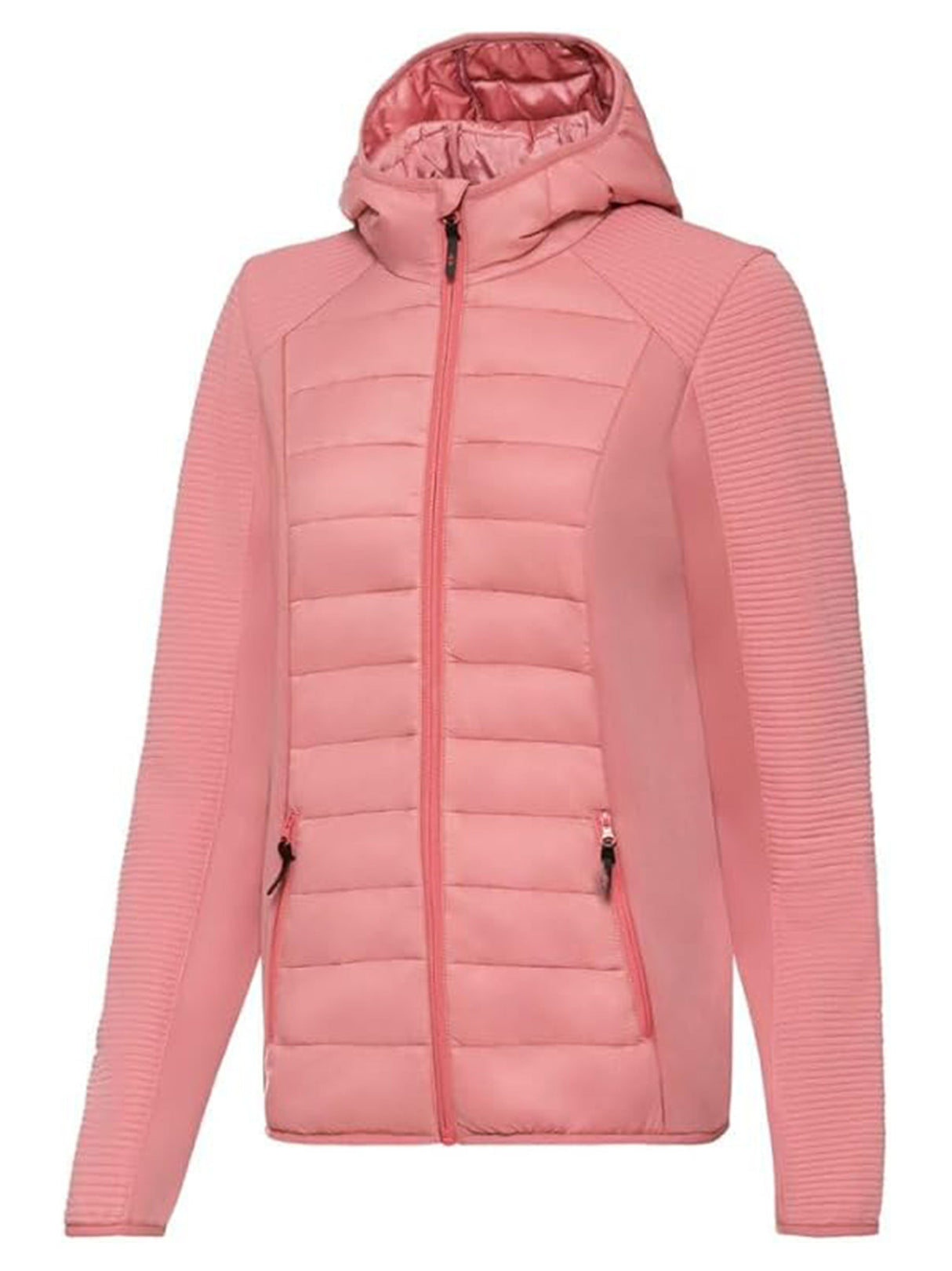 Image for Women's Ribbed Sleeves Quilted Jacket,Pink