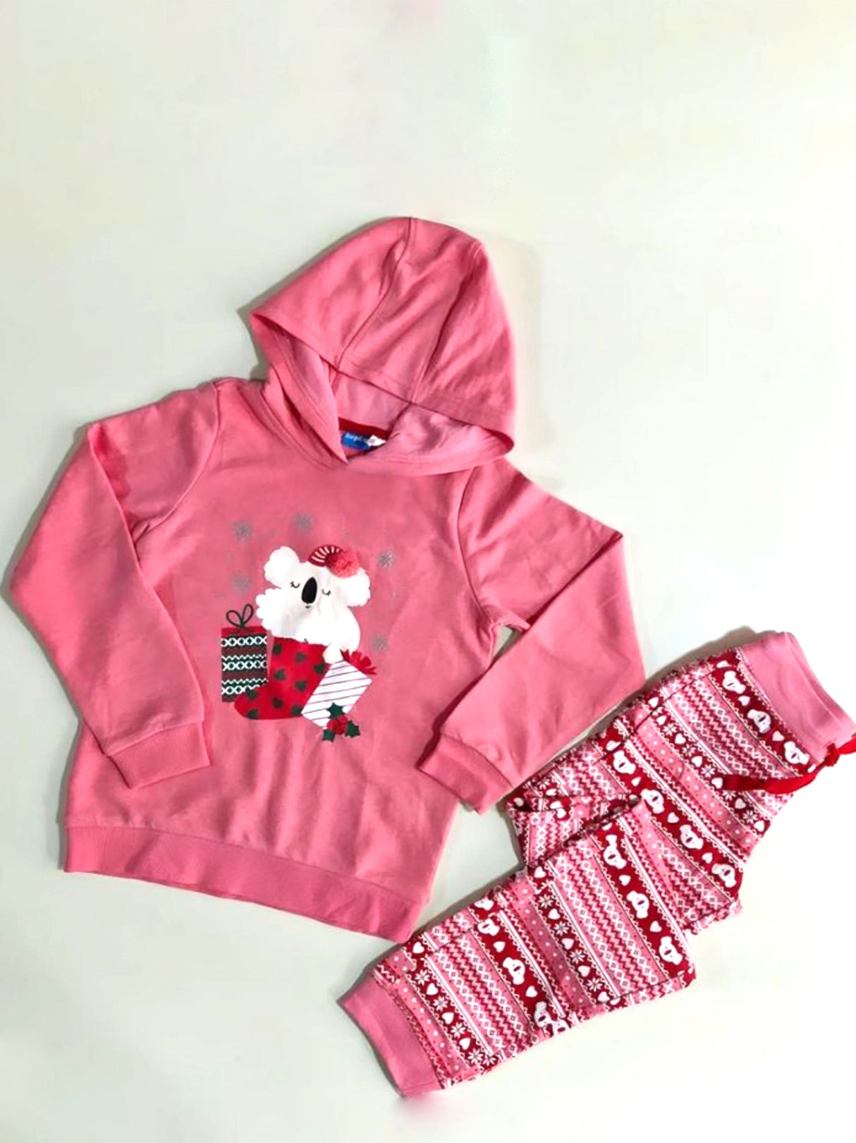 Image for Kids Girl's 2 Pcs Graphic Printed Top & Bottom Sleepwears Set,Pink