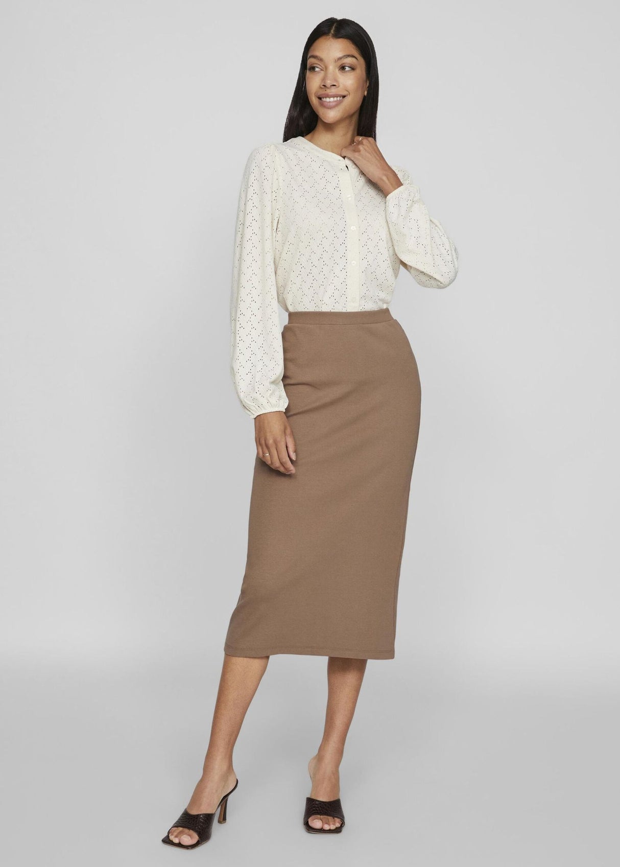 Image for Women's Plain Long Skirt,Beige