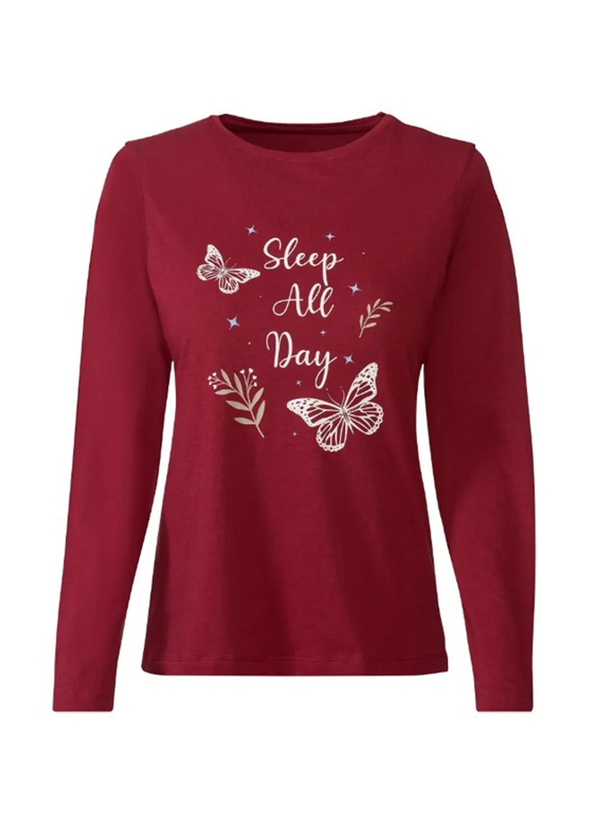 Image for Women's Graphic Printed Sleepwear Top,Red