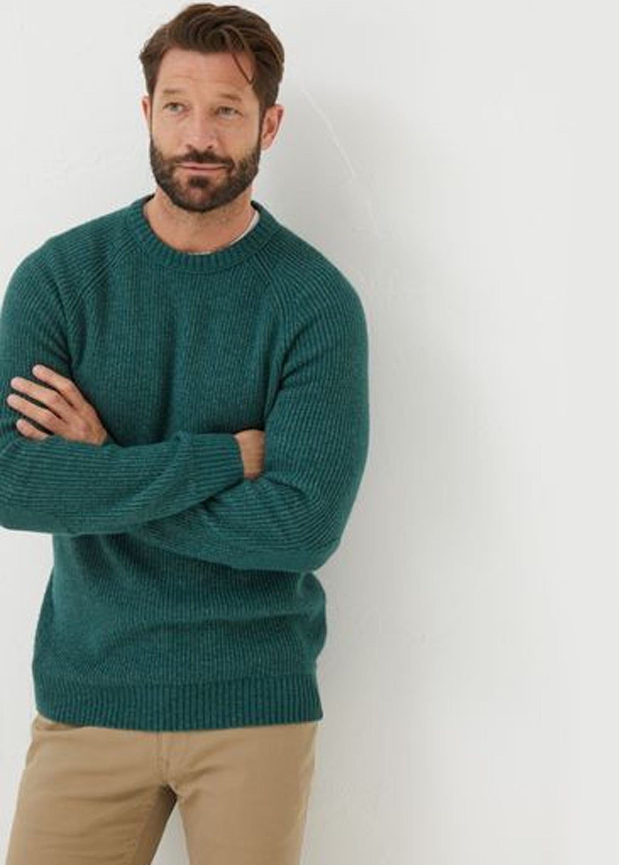 Image for Men's Plain Knit Sweater,Dark Green