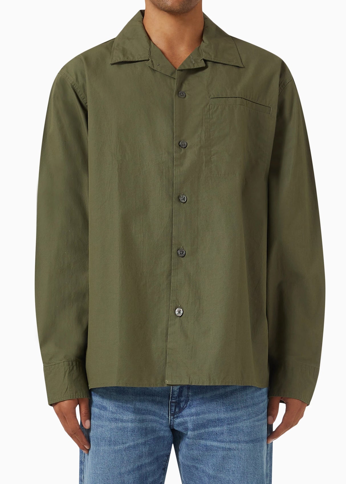 Image for Men's Plain Buttons Down Shirt,Olive