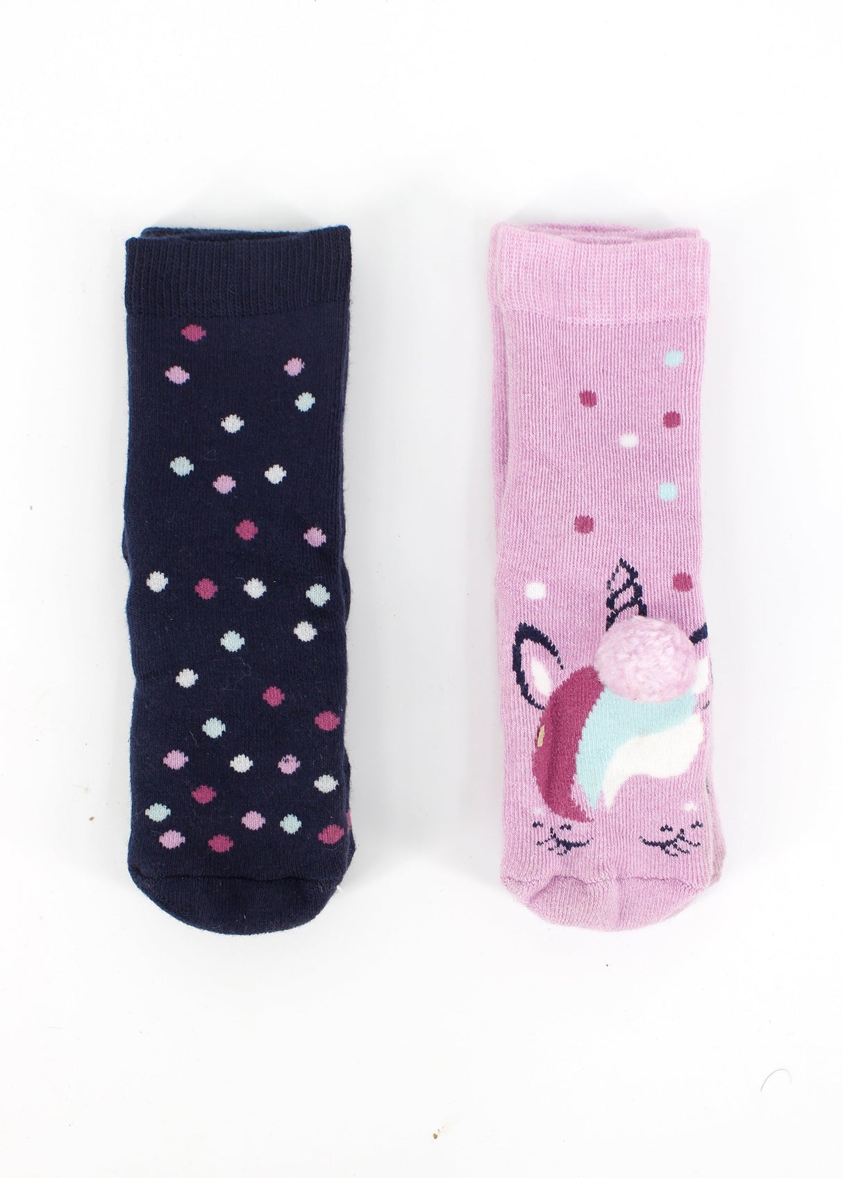 Image for Kids Girl's 2 Pairs Printed Socks,Navy/Pink