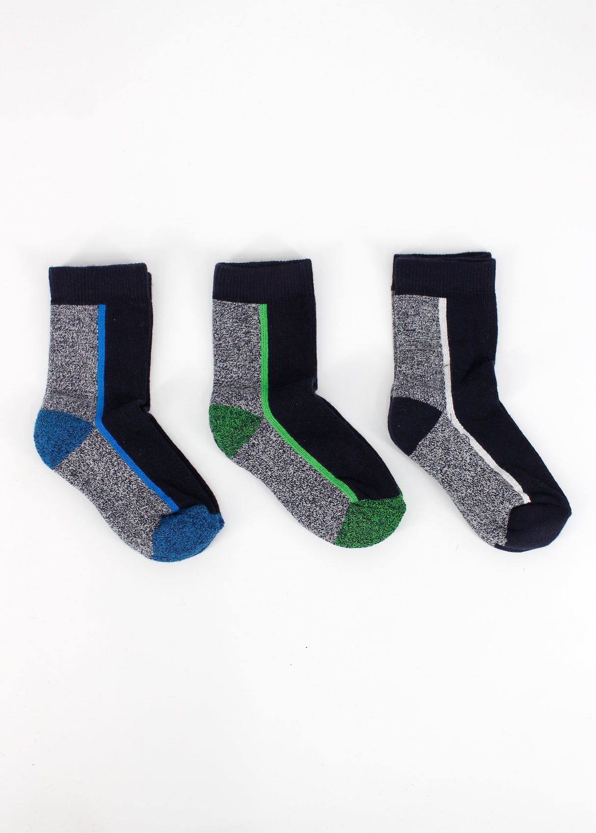 Image for Kids Boy's 3 Pcs Colorblocked Socks,Navy/Grey