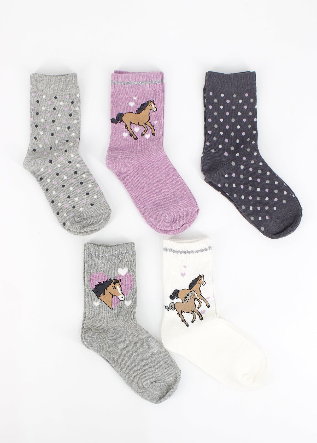 Image for Kids Girl's 5 Pairs Graphic Printed Socks,Multi