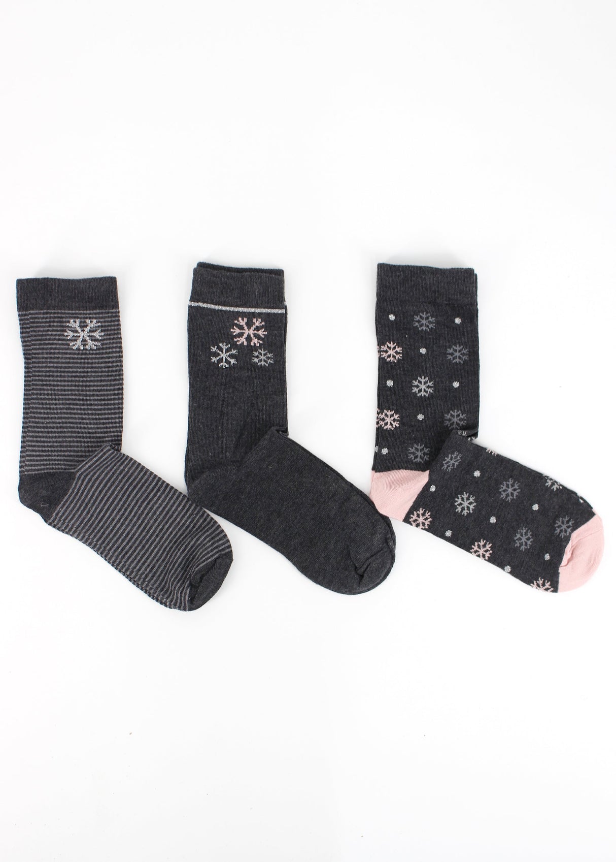 Image for Women's 3 Pairs Printed Striped Socks,Grey